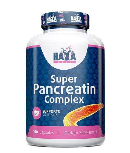 Haya Labs Super Pancreatin Enzymes (Pankreatino virškinimo fermentai) 100 kaps.