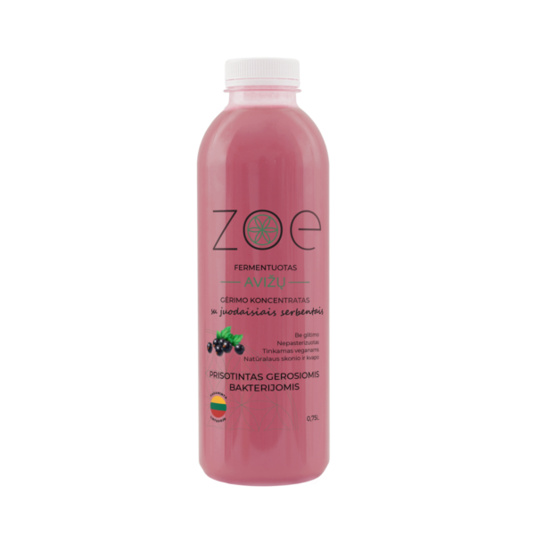ZOE fermentuotas avižų gėrimo koncentratas su juodaisiais serbentais 0.75 l.