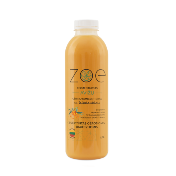 ZOE fermentuotas avižų gėrimo koncentratas su šaltalankiais 0.75 l.