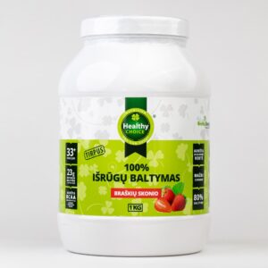 Healthy Choice 100% išrūgų baltymai braškių skonio, 1kg