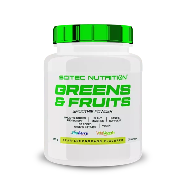 Scitec Greens & Fruits (žalumynų mišinys) 600 g.