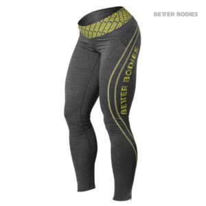 Better Bodies Shaped Logo Tights (Antracite melange/lime)