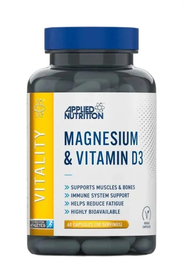 Applied Nutrition Magnesium & Vitamin D3 60 kaps. magnis ir vitaminas D3, magnio kapsulės
