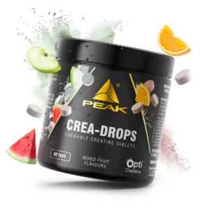 Peak Crea – Drops 90 tabl. kramtomas kreatinas, kreatino tabletės